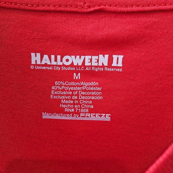 Halloween II Michael Myers Embroidered Graphic Red Tee Size Medium - Picture 4 of 7